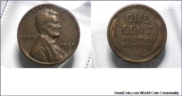 U.S. 1957-P 1 Cent KM# A132 