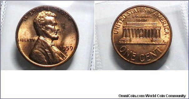 U.S. 1959-D 1 Cent KM# 201 