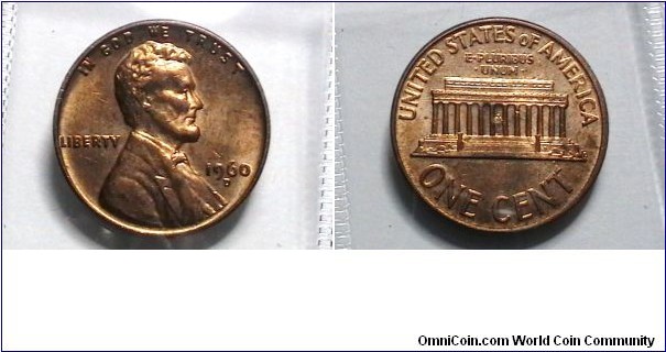 U.S. 1960-D  1 Cent KM# 201 Small Date 