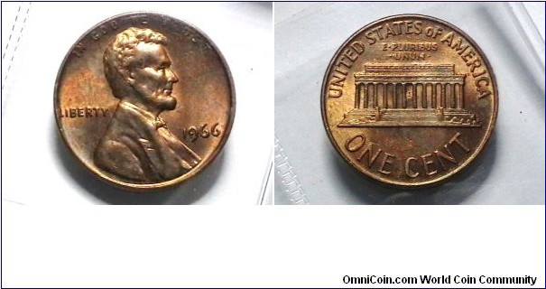 U.S. 1966 1 Cent KM# 201 