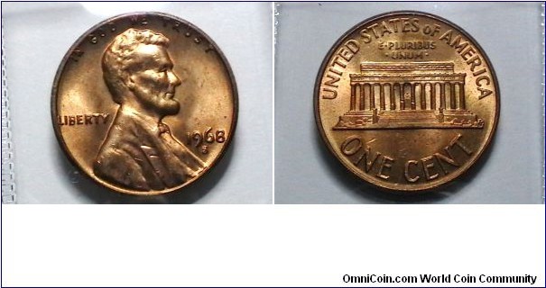 U.S. 1968-S 1 Cent KM# 201 
