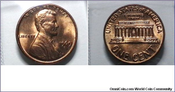 U.S. 1969-D 1 Cent KM# 201 