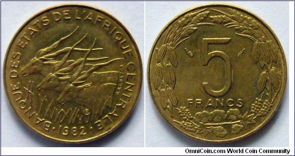 5 francs.
1982, Central African States