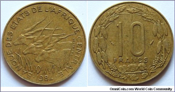 10 francs.
1984, Central African States