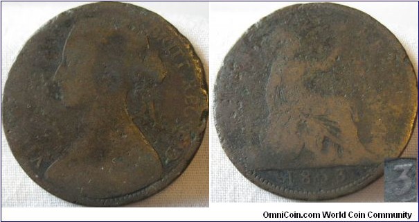 1863 penny, possibly open 3