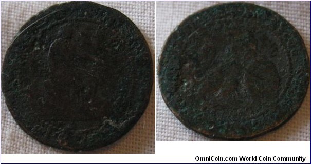 1870 1 centimo coin, very small and worn