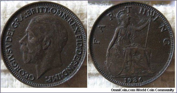 1936 farthing, EF.