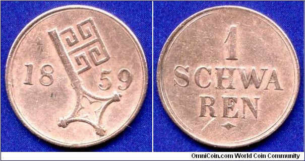 1 schwaren.
Freie Hansestadt Bremen.
Mintage 69,000 units.


Cu.