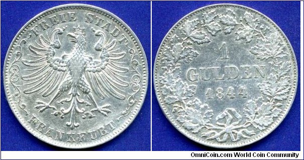 1 Gulden.
Freie Stadt Frankfurt.
Mintage 122,000 units.


Ag900f. 10,606gr.