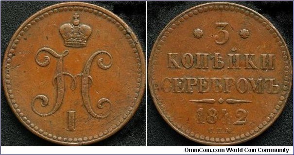 3 kopeken 1842 S.P.M.