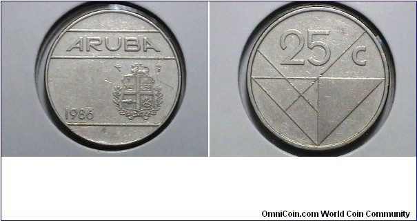 Aruba 1986 25 Cents KM# 3 