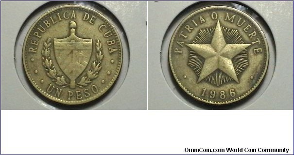 Cuba 1986 1 Peso KM# 105 