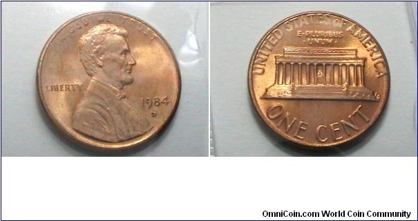 U.S. 1984-D 1 Cent KM# 201b 