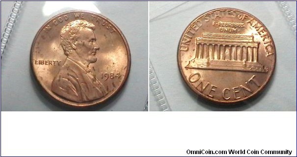 U.S. 1984-P 1 Cent KM# 201b 