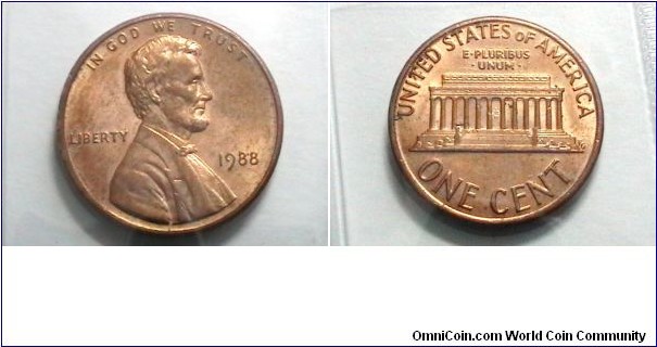 U.S. 1988-P 1 Cent KM# 201b 