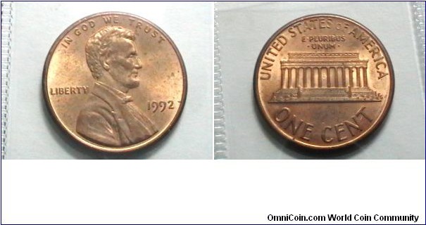 U.S. 1992-P 1 Cent KM# 201b 