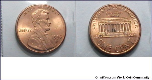 U.S. 1996-D 1 Cent KM# 201b 