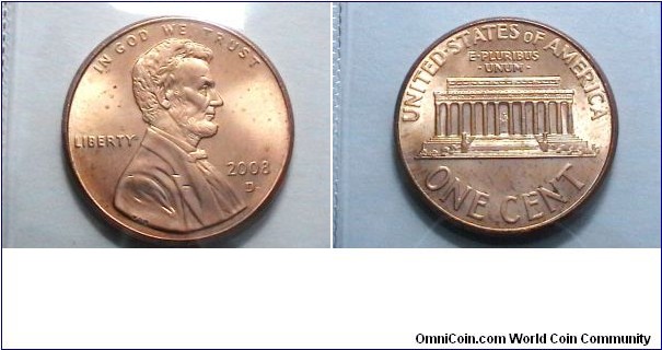 U.S. 2008-D 1 Cent KM# 201b 