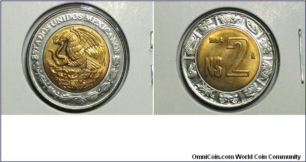 Mexico 1994-M 2 Nuevo Pesos KM#  551