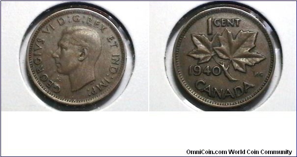 Canada 1940 1 cent KM# 32 