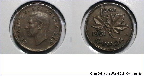 Canada 1951 1 cent KM# 41 