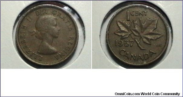 Canada 1957 1 cent KM# 49 