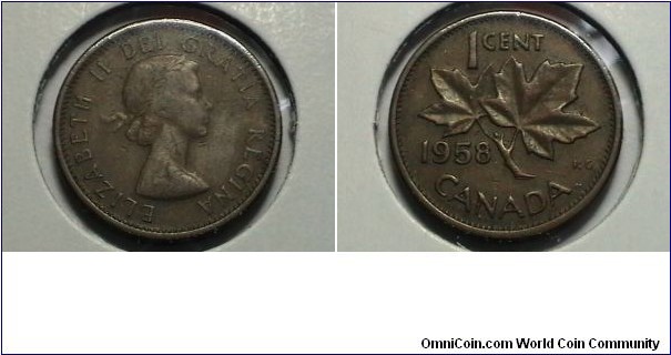 Canada 1958 1 cent KM# 49 