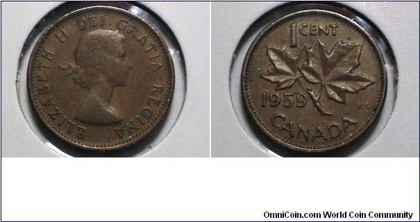 Canada 1959 1 cent KM# 49 