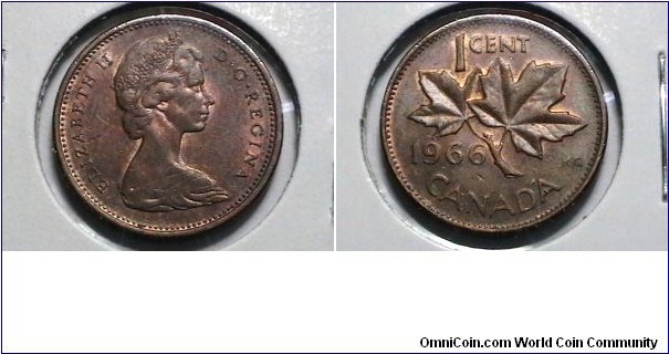 Canada 1966 1 cent KM# 59.1 