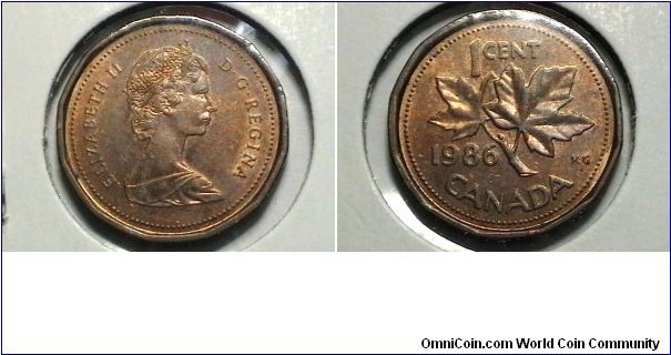 Canada 1986 1 cent KM# 132 