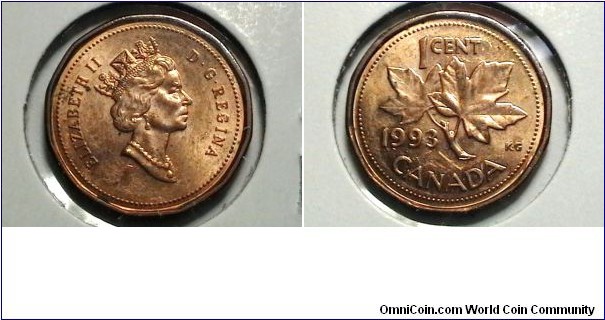 Canada 1993 1 cent KM# 181 