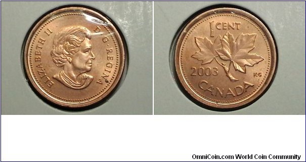 Canada 2003 1 Cent New obv KM# 289 