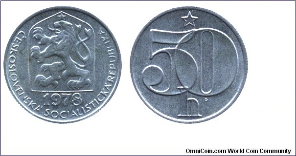 Czechoslovak Socialist Republic, 50 halers, 1978, Cu-Ni, 20.8mm.