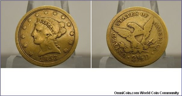 Quarter Eagle X-Fine example!  It's getting more and more difficult to find these older coins that have not been cleaned or whizzed to death!