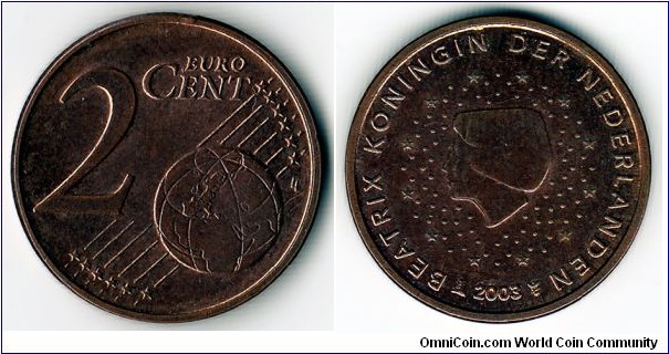 KM#235,  Netherlands, Two, Euro Cent, 	2003, 	Copper Plated Steel,  1999-2010, coincrazy2010 