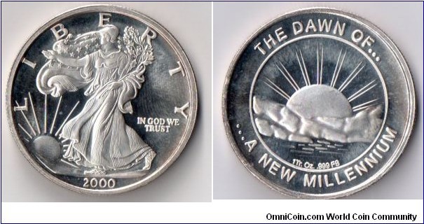 LIBERTY 1 oz. Silver DAWN OF NEW MILLENNIUM 