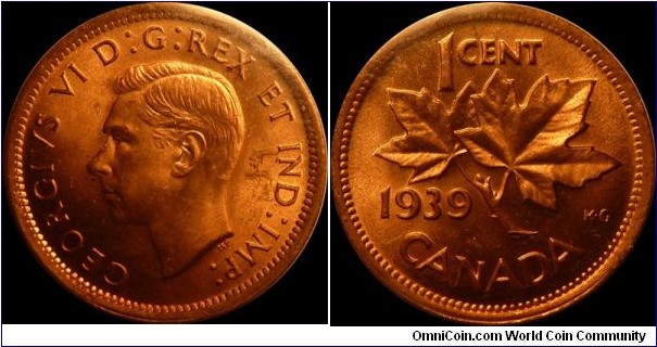 Canada 1 Cent 1939 ICCS MS-64 Red