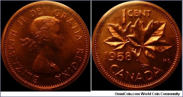 ~SOLD~ Canada 1 Cent 1958 ICCS MS-64 Red