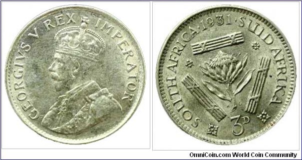 The coin every South African Union collector talks about but only few processes. The 1931 Three pence is highly sought after with a mere 66 business strikes and 64 proof strikes for a total mintage of 128.  Reverse details is brilliant UNC and the Obverse AU/UNC. Only two specimens ever graded at NGC and this one in my collection.  I also own one of the graded pieces. 
