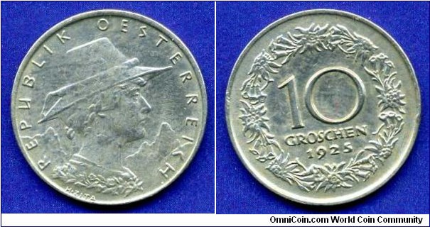 10 groschen.
Austrian Republic.
Mintage 66,199,000 units.


Cu-Ni.