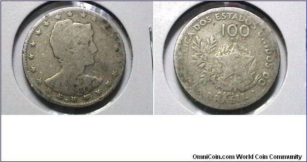 Brazil 1901 100 Reis KM# 503 (Date in Roman Numerals MCMl)