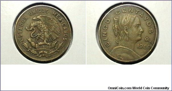 Mexico 1960-M 5 Centavos KM# 426 