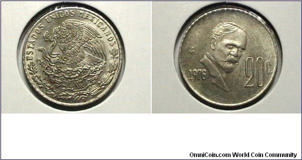 Mexico 1976 20 Centavos KM# 442 