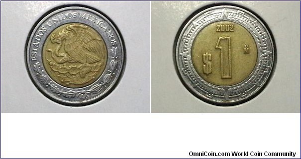 Mexico 2002-M 1 Pesos  KM# 604 