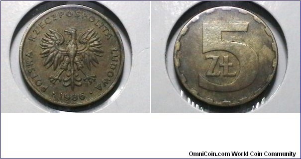 Poland 1986 5 Zlotych Y# 81.2 