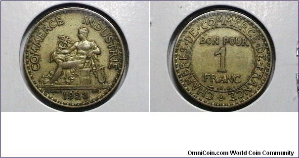 France 1923  1 Francs KM# 876 