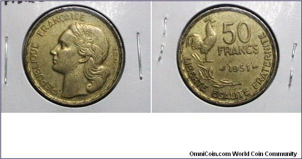 France 1951 50 Francs KM# 918.1 