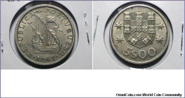 Portugal 1967 5 Escudos KM# 591 