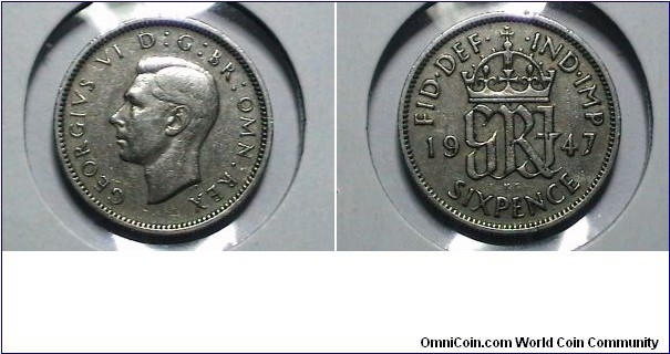 Great Britain 1947 6 Pence KM# 862 