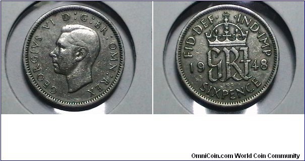Great Britain 1948 6 Pence KM# 862 